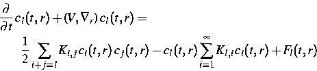 \begin{eqnarray}
\lefteqn{
\frac{\partial}{\partial t}\, c_l(t,r) + 
 \mbox{\bf{...
 ... c_l(t,r)\sum_{i=1}^{\infty} K_{l,i}\,c_i(t,r) + F_l(t,r)\nonumber\end{eqnarray}