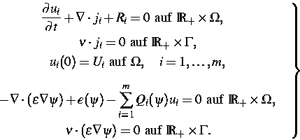 \begin{displaymath}
\left.
\begin{gathered}
\frac{\partial u_i}{\partial t}+\nab...
 ...)=0\text{ auf }
{\IR}_+\times\Gamma.\end{gathered}\quad\right\}\end{displaymath}