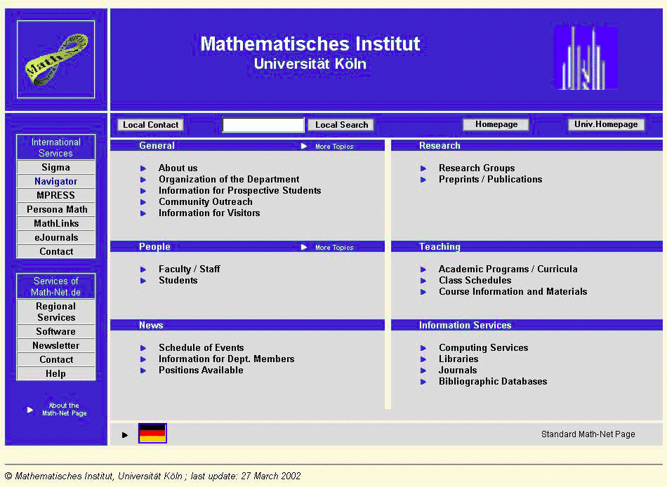 Math-Net Page of the University of Cologne