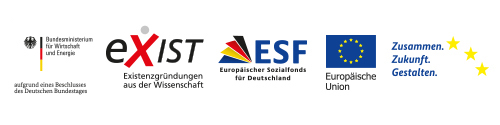Logos BMWi EXIST ESF EU Claim-ESF