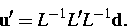 \begin{displaymath}
{\bf u}'=L^{-1}L'L^{-1}{\bf d}.\end{displaymath}