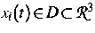 $x_i(t)\!\in\! D\!\subset\!{\cal R}^3$