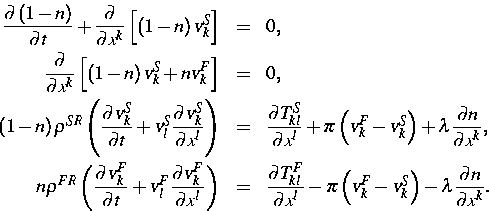 \begin{eqnarray*}
\frac{\partial \left( 1-n\right) }{\partial t}+\frac{\partial
...
...sl v}_{k}^{S}\right) -\lambda
\frac{\partial n}{\partial x^{k}}.\end{eqnarray*}