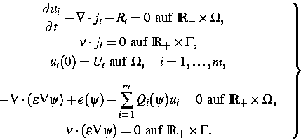 \begin{displaymath}
\left.
\begin{gathered}
\frac{\partial u_i}{\partial t}+\nab...
...)=0\text{ auf }
{\IR}_+\times\Gamma.\end{gathered}\quad\right\}\end{displaymath}
