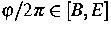 $\varphi/2\pi \in [B,E]$