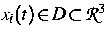 $x_i(t)\!\in\! D\!\subset\!{\cal R}^3$