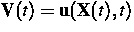 $ {\bf V} (t)= {\bf u} ( {\bf X} (t),t)$