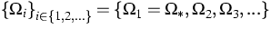 $\left\{ \Omega
_{i}\right\} _{i\in \{1,2,...\}}=\left\{ \Omega _{1}=\Omega _{\ast },\Omega
_{2},\Omega _{3},...\right\} $