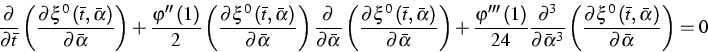 \begin{displaymath}
\frac{\partial }{\partial \bar{t}}\left( \frac{\partial \xi ...
 ... \bar{t},\bar{\alpha}\right) }{\partial \bar{\alpha}}\right) =0\end{displaymath}