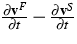 $\frac{\partial {\bf v}^{F}}{\partial t}-\frac{\partial {\bf v}^{S}}{\partial t}$
