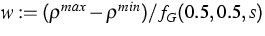 $w := (\varrho^{max} - \varrho^{min})
/ f_{G}(0.5, 0.5, s)$