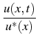 $\displaystyle {u(x,t) \over u^*(x)}$