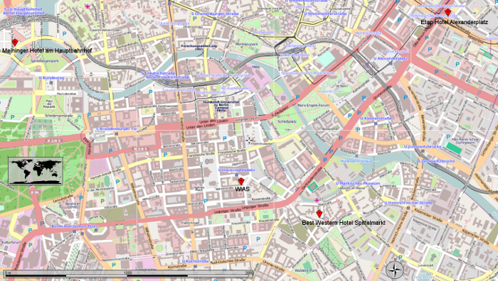 Map with Hotel Locations